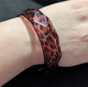 Brown Leopard Print Plastic Bangle Statement Bracelet